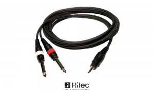 HILEC Audiokabel Stereo Minijack 3.5mm - 2 x Jack 6.3mm