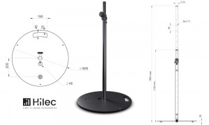 HILEC STICK-RB Lautsprecherständer mit schwerem Rundsockel - Schwarz