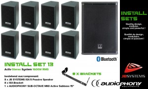 AUDIOPHONY/JB SYSTEMS INSTALL SET 13 Aktiv Stereo System 1600W, Bluetooth