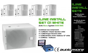 AUDIOPHONY iLINE INSTALL SET 1 WHITE Aktiv Mono System 510W, DSP