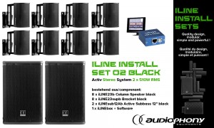 AUDIOPHONY iLINE INSTALL SET 2 BLACK Aktiv Stereo System 2x510W, DSP