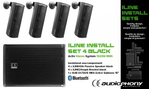 AUDIOPHONY iLINE INSTALL SET 4 BLACK Aktiv Stereo System 1320W, Bluetooth
