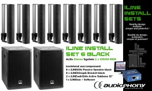 AUDIOPHONY iLINE INSTALL SET 6 BLACK Aktiv Stereo System 2x1050W, DSP