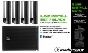 AUDIOPHONY iLINE INSTALL SET 7 BLACK Aktiv Stereo System 1500W, Bluetooth