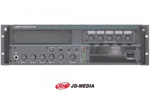 JD-MEDIA PS-3480 5-Zonen Mischer-Zentrale 480W, HI-Z/100V, 8 Ohm, 4 Mic/Line und 1 umschaltbarer AUX-Eingang