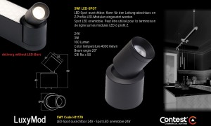 LuxyMod SW1 LED-Spot schwenkbar - D-Profil - 3W - 24VAC