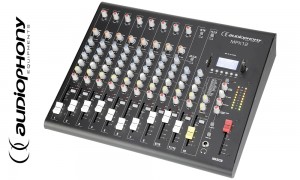 AUDIOPHONY MPX12 Stereo-Mixer mit 8 Mic/Line-Eingängen, 2 Stereo Line-Eingängen, Bluetooth®, USB/SD-Player, DSP FX-Effekt-Unit