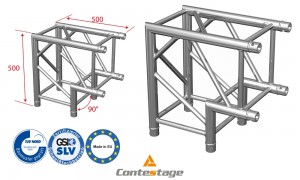 CONTESTAGE QUATRO-A01 heavy-duty Winkel 90°, 2 Directions, Farbe ALU