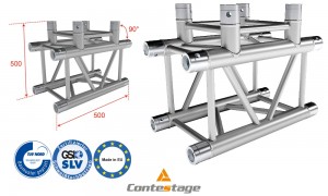 CONTESTAGE QUATRO-A03 heavy-duty Winkel 90°, 3 Directions, Farbe ALU