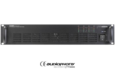 AUDIOPHONY AMP4300 4-Kanal Digital-Endstufe, 19"/2U, 4x300W RMS, HI-Z 70/100V, Lüfter, Auto-Standby