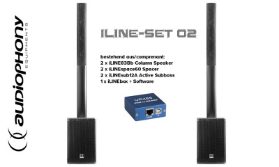 AUDIOPHONY iLINE PA-SET2 Aktives Dual Säulen-System mit Lautsprecher-Prozessor, DSP, Converter, 2x900W RMS