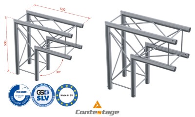 CONTESTAGE DECO22Q-AG01 Winkel 90° -  2 Directions, Farbe ALU