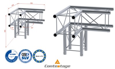 CONTESTAGE DECO22Q-AG02 Winkel 90° -  3 Directions, Farbe ALU