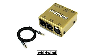 WHIRLWIND ISOPODci - wandelt  Audio- und Mic-Signal von Mobilgeräten in sym. Stereo-Signal, PAD, Groundlift, Stereo/Mono, 4-pol Mini Jack 3.5mm-XLR/M