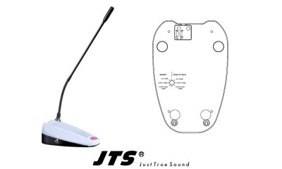 JTS ST-5800 Tisch-Mikrofon mit Gong, 1.5m Anschluss-Kabel mit Jack 6.3mm