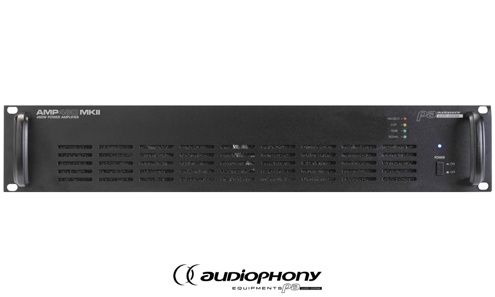 AUDIOPHONY AMP480MK2 Amplificateur digital 1-canal, 19"/2U, 480W RMS, HI-Z 100V, ventilateur