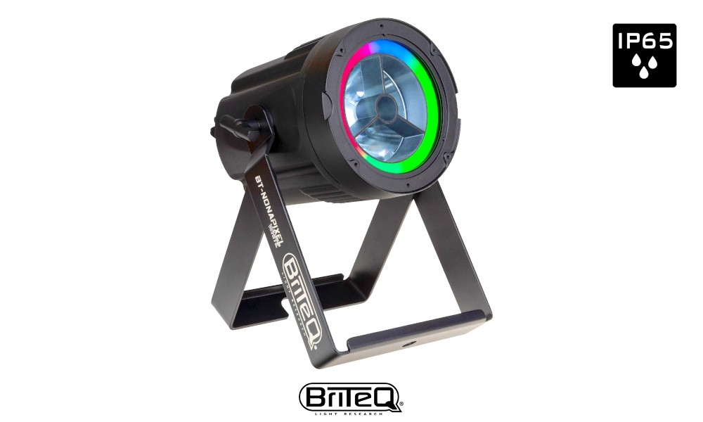 BRITEQ BT-NONAPIXEL WHITE Projecteur LED 60W, 3000K-6000K, RGB HALO-Ring, DMX, sans ventilateur, 4°/10°45°, IP65