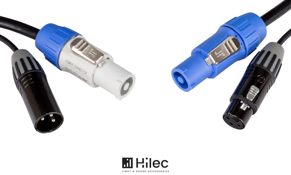 HILEC PC-COMBI-XLR3 - DMX-Câble combiné SEETRONIC POWERCON & XLR 3 pôles