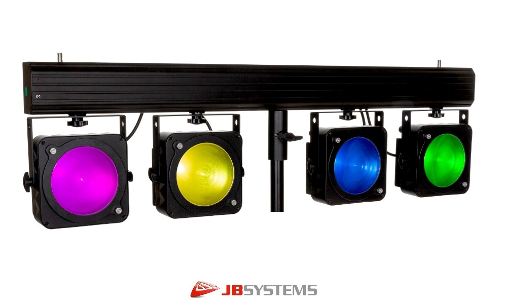 JB SYSTEMS COB-4BAR Barre de spectacle LED 4x36W RGB, COB-LEDS, valise de transport, DMX. 15°/100°