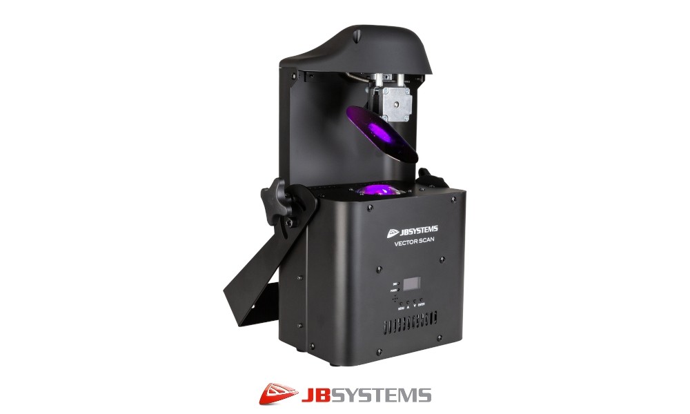 JB SYSTEMS VECTOR SCAN Scanner LED 100W avec gobos rotatifs, roue de couleurs, prisme, DMX