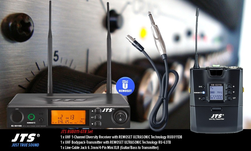 Sacher Music JTS RU8011-GTR SET UHF-Système sans fil pour Guitare /Basse/Preamp/Line