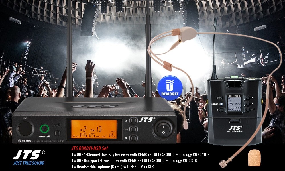 JTS RU8011-HSD SET - UHF-Système sans fil avec microphone serre-tête cardioïde