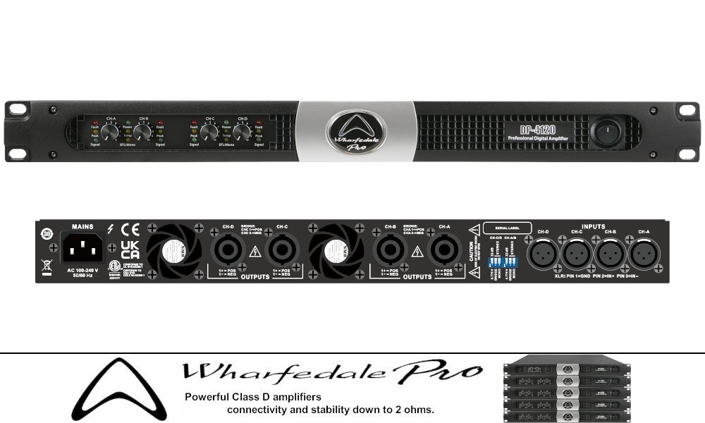WHARFEDALE PRO DP-4120 Amplificateur digital 4-canaux, 4 x 3468W RMS/2Ω