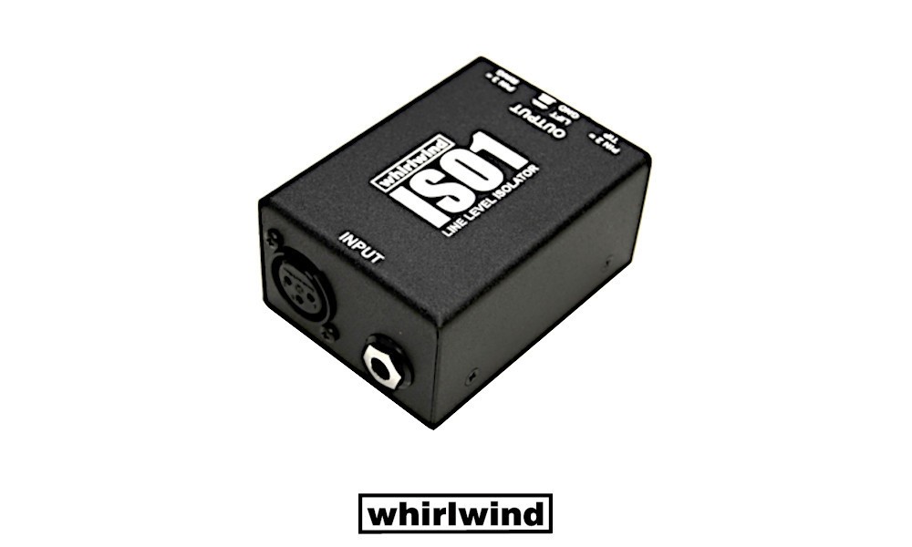 WHIRLWIND ISO-1 Line Level Isolator - Symétrisation/Isolation galvanique du signal de ligne, élimine les problèmes de masse et de ronflement, Groundlift, Jack 6.3mm/XLR/F-XLR/M