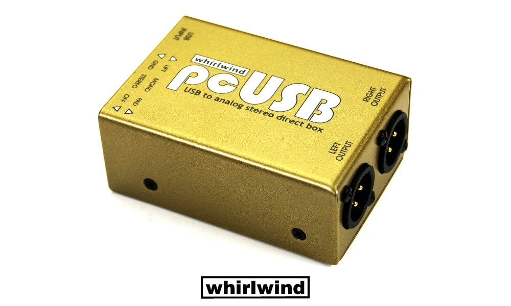 WHIRLWIND pcUSB Stereo DI-Box connecte le PC ou des appareils avec sortie USB à des entrées comme Mixer, Mono, PAD, Groundlift, USB/B-XLR/M