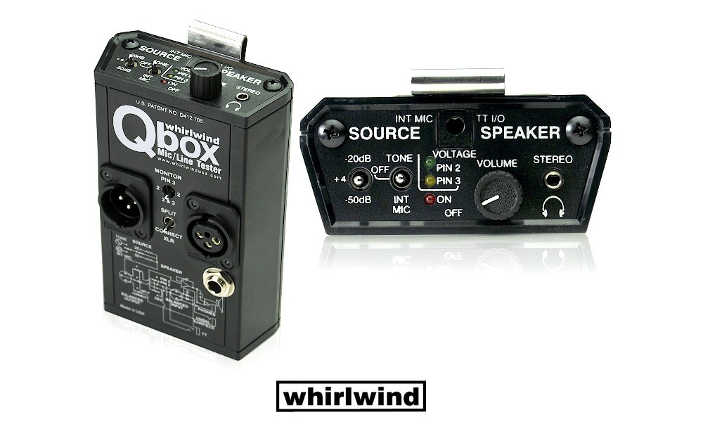 WHIRLWIND QBOX - Testeur pour systèmes de sonorisation, du micro à l'amplificateur - Fonction intercom, contrôle XLR, phase et fantôme, signal test, XLR/F-XLR/M