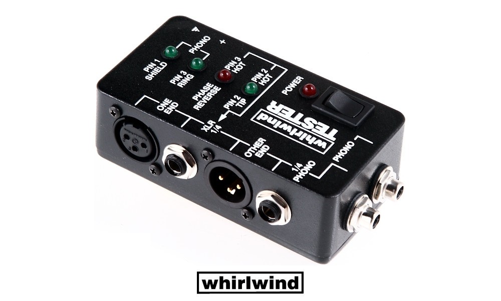 WHIRLWIND TESTER - Testeur pour contrôler les connexions de câbles, jack stéréo/mono 6,3 mm, Cinch/RCA, XLR