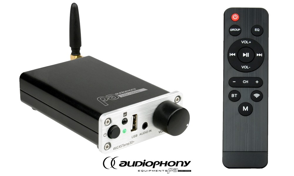 AUDIOPHONY WICASTamp30+ wireless Multi-Room streamer avec amplificateur stéréo