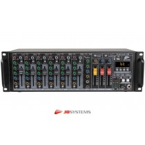 JB SYSTEMS LIVERACK-10 Mixer avec 4 entrées Mic/Line , 2 entrées stéréo commutables Mic/Line, sortie stéréo, module média, DSP-FX, Full-Duplex USB, Bluetooth®.