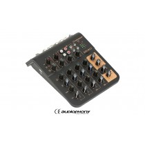 AUDIOPHONY Mi4U Mixer avec 2 entrées micro/ligne et 2 entrées ligne stéréo, canal stéréo USB/RCA supplémentaire commutable sur Master