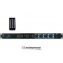 AUDIOPHONY PMX34 Mixer 2 entrées, MP3/FM/Bluetooth, 4 sorties stéréo 19"/1U