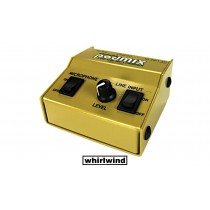 WHIRLWIND podMIX DI/mixer passif mixe un signal micro et un signal stéréo - sortie signal mono au niveau micro, Groundlift, RCA, minijack stéréo 3,5mm, XLR/M