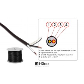 HILEC PROHP-215 Câble HP 2 x 1.5mm², noir - bobine 100m