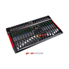 JB SYSTEMS LIVE-16 Mixeur stéréo avec 12 entrées micro/ligne, 2 entrées micro/ligne stéréo, Bluetooth®, USB full duplex, lecteur USB, unité d'effets DSP FX