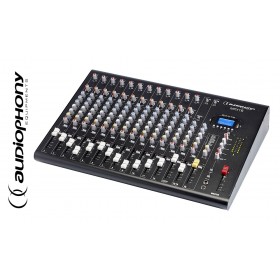 AUDIOPHONY MPX16 Mixeur stéréo avec 12 entrées Mic/Line, 2 entrées ligne stéréo, Bluetooth®, lecteur USB/SD, unité d'effets DSP FX