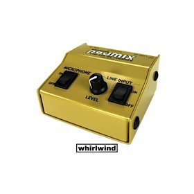 WHIRLWIND podMIX DI/mixer passif mixe un signal micro et un signal stéréo - sortie signal mono au niveau micro, Groundlift, RCA, minijack stéréo 3,5mm, XLR/M