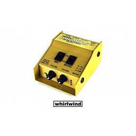 WHIRLWIND podMIXAi DI-Box/Mixer actif mixe un signal micro et un signal stéréo - sortie signal mono au niveau micro/ligne, Groundlift, Mic/Line on/off, minijack stéréo 3.5mm-XLR/M