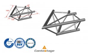 CONTESTAGE AG29-020 Angle triangulaire 60°, 2 Directions, finition ALU