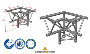 CONTESTAGE AG29-034 Angle triangulaire 90°, 3 Directions, finition ALU