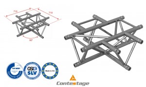 CONTESTAGE AG29-041 Angle croix triangulaire 90°, 4 Directions, finition ALU