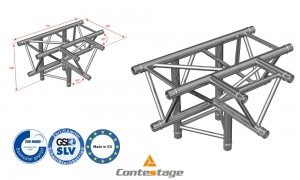CONTESTAGE AG29-042 T-Angle triangulaire 90°, 4 Directions, finition ALU