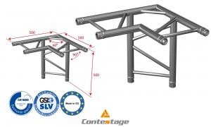 CONTESTAGE AGDUO-08 Angle 90° Plat - 3 Directions, finition ALU