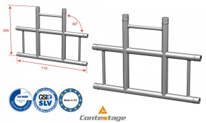 CONTESTAGE AGDUO-03 Angle 90° Plat - 3 Directions, finition ALU