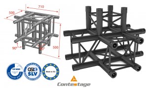 CONTESTAGE AGQUA-10 BLK Angle 90° - 4 Directions, finition NOIRE