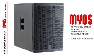 AUDIOPHONY MYOS-15ASUB Subwoofer actif  15" avec DSP, 1000W RMS/2000W Peak