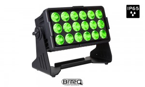 BRITEQ BTI-AKKUCHROMA Projecteur LED 18x10W RGBL LEDS, DMX, W-DMX, angle de faisceau 12°, accu, IP65